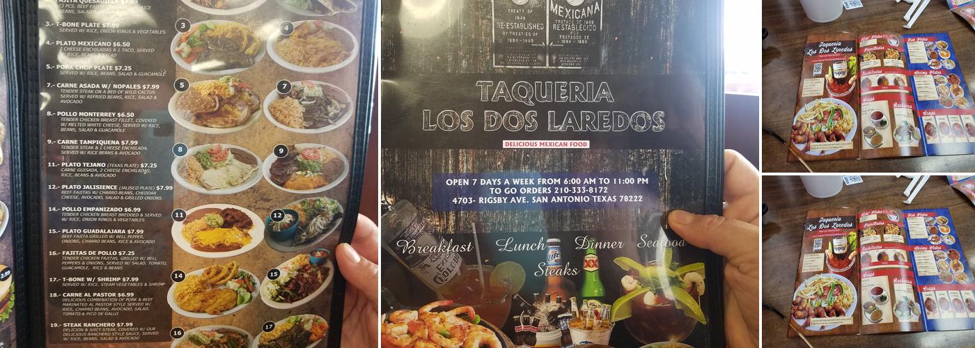 Taqueria Los Dos Laredos Menu