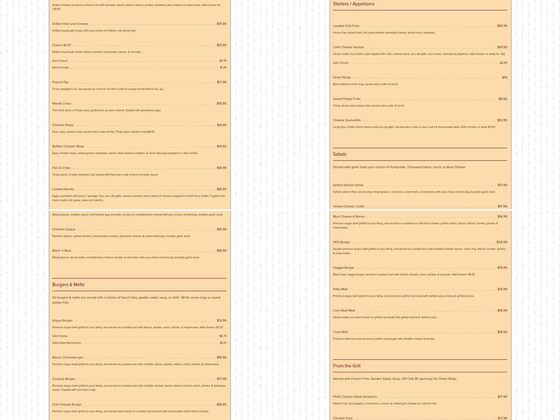 South Kelly Grill Menu