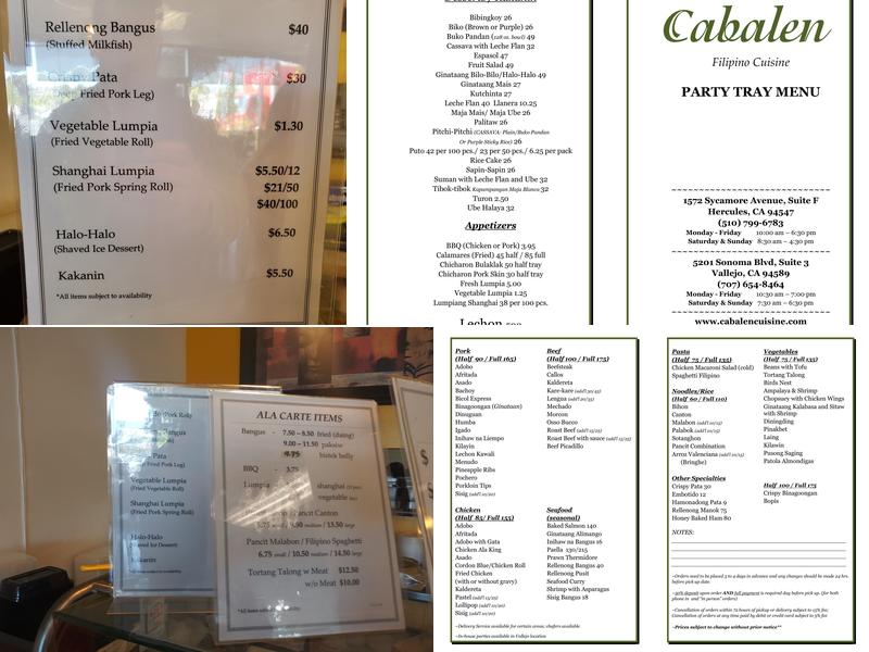 Cabalen Filipino Cuisine Menu