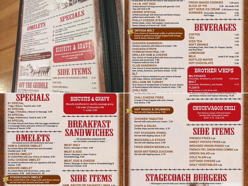 Stagecoach Inn Menu