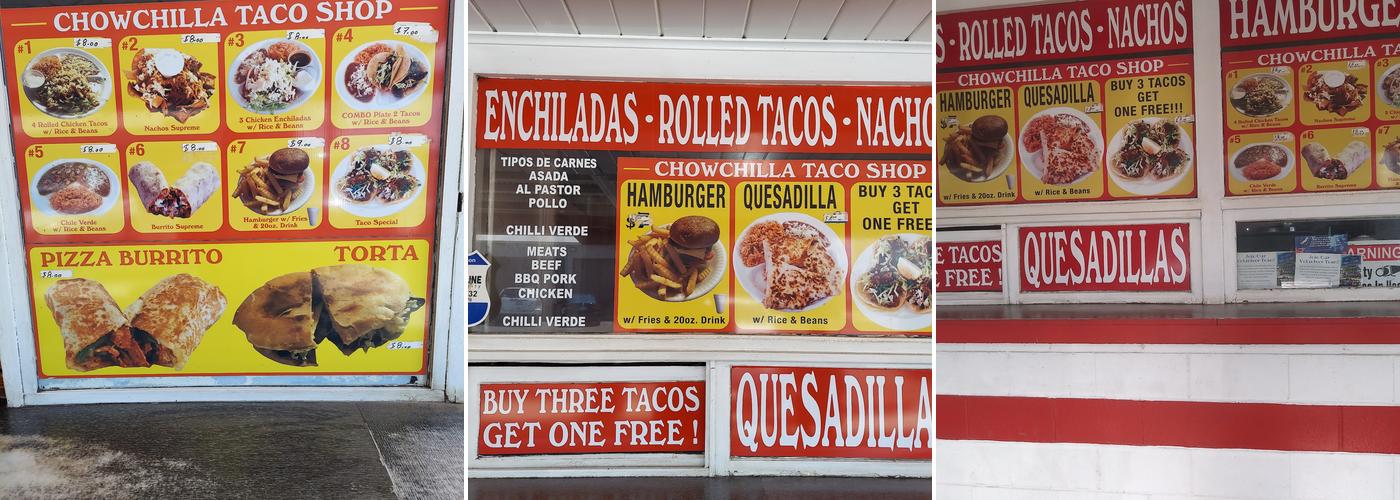 Chowchilla Taco Shop Menu