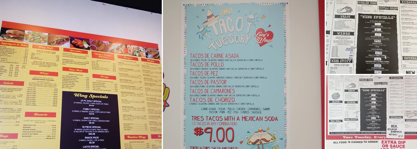 Lucy's Wings & Things Menu