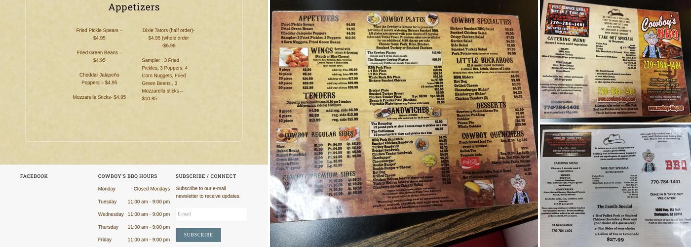 Cowboy's BBQ Menu