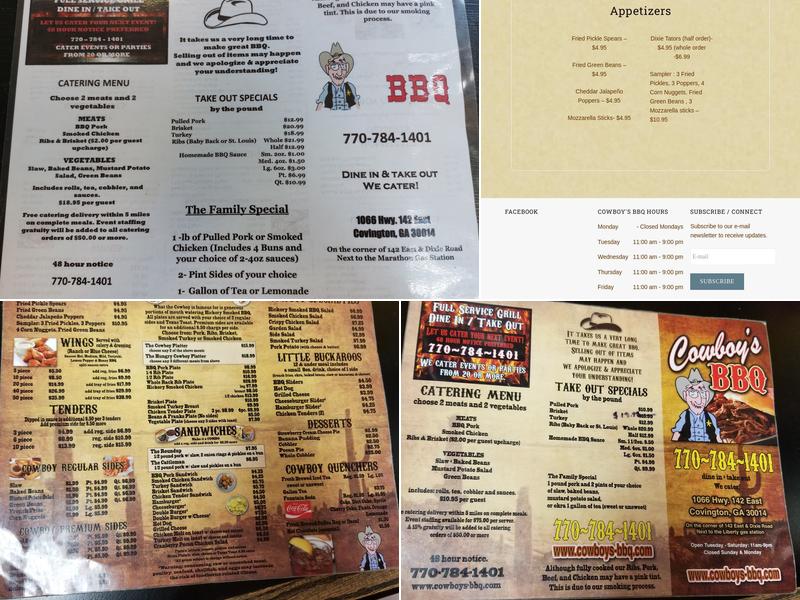 Cowboy's BBQ Menu