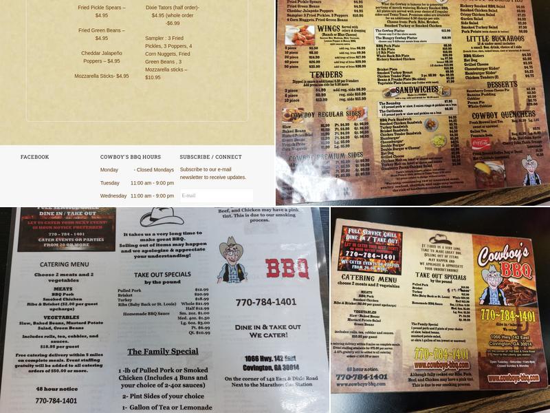 Cowboy's BBQ Menu