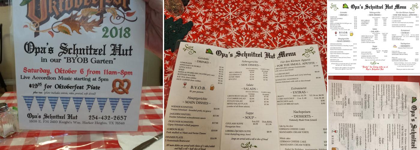Opa's Schnitzel Hut Menu