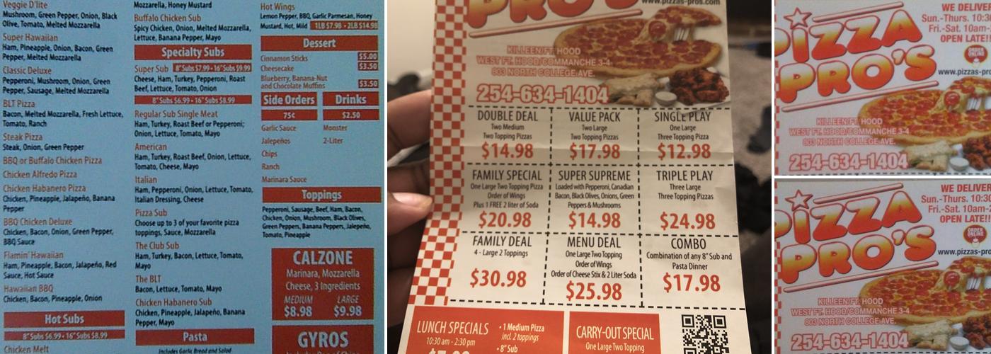 Pizza Pro's Menu