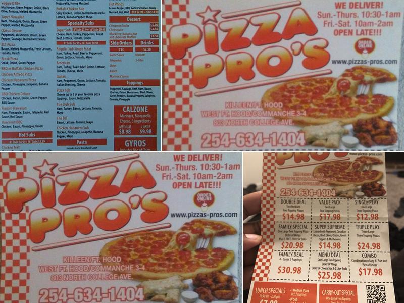 Pizza Pro's Menu