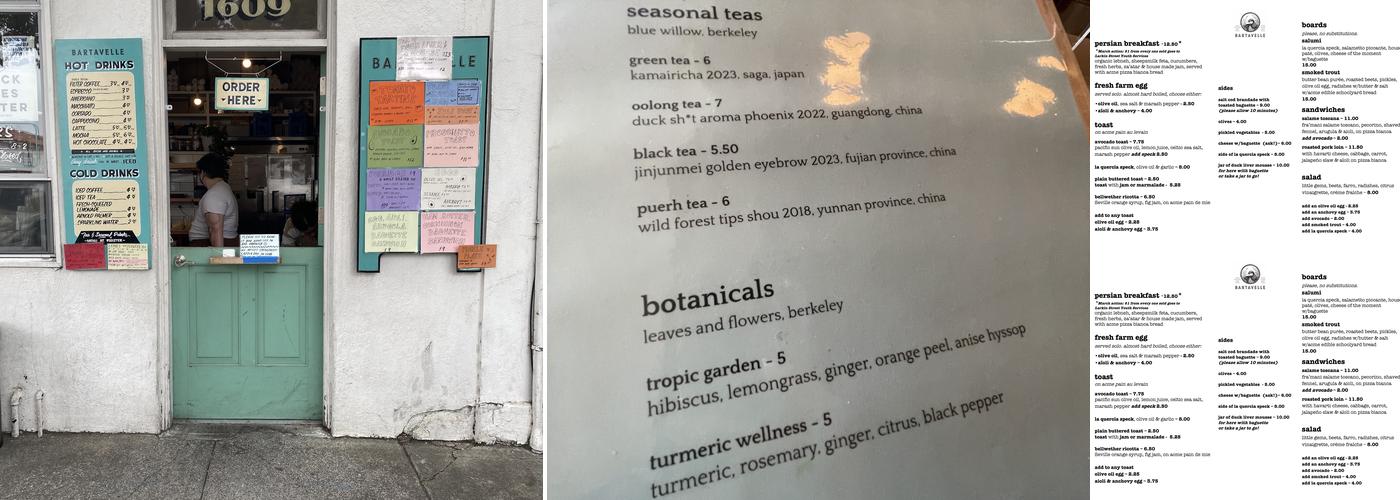 Bartavelle Cafe Menu