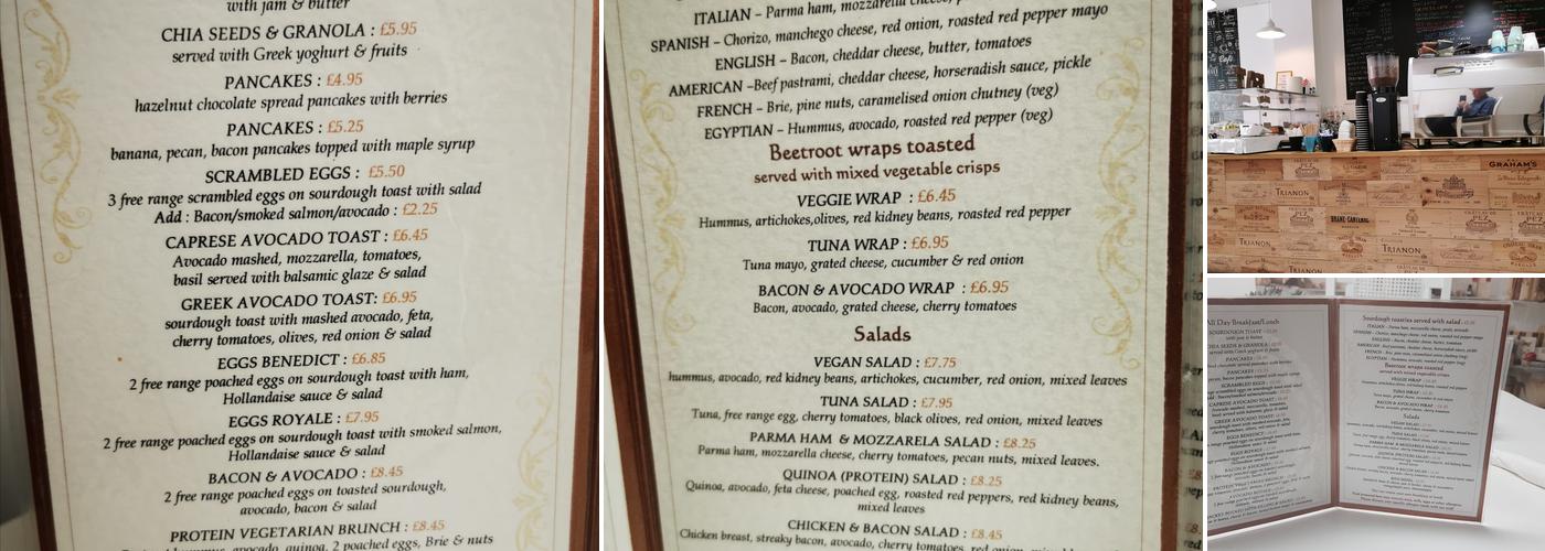 Chateau cafe Hoddesdon Menu