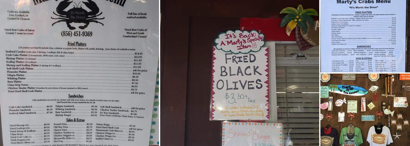 Marty's Crabs Menu