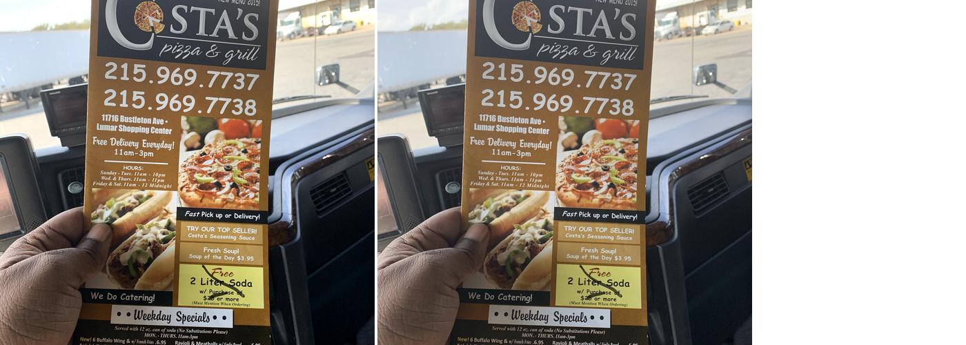 Costa's Pizza & Grill Menu