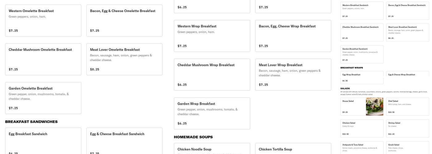 Katerina's Pizza Menu