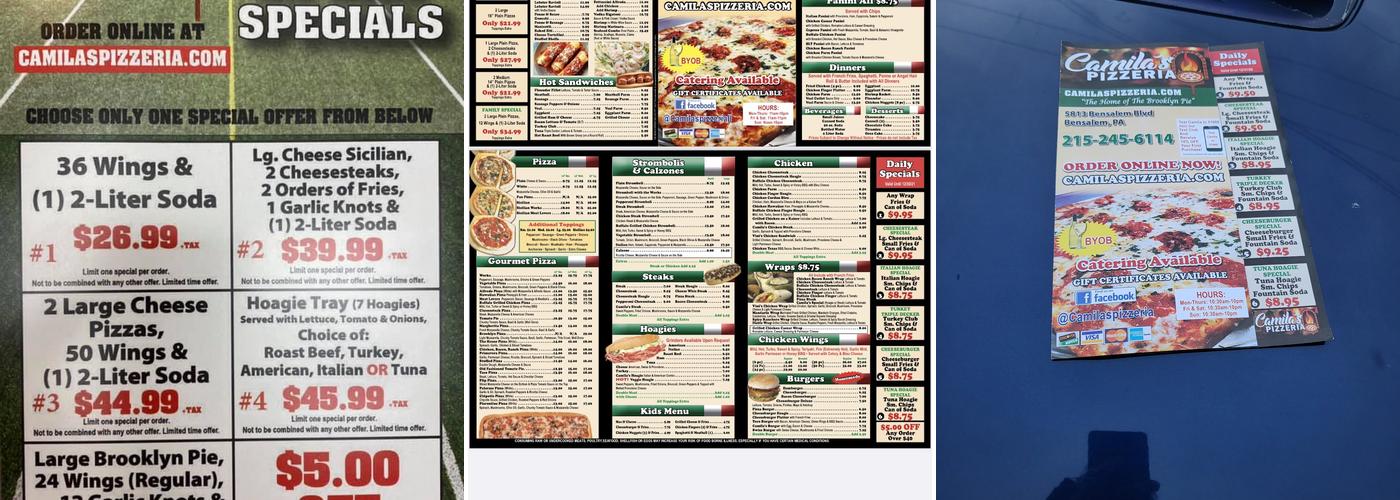 Camilas Pizzeria I Menu