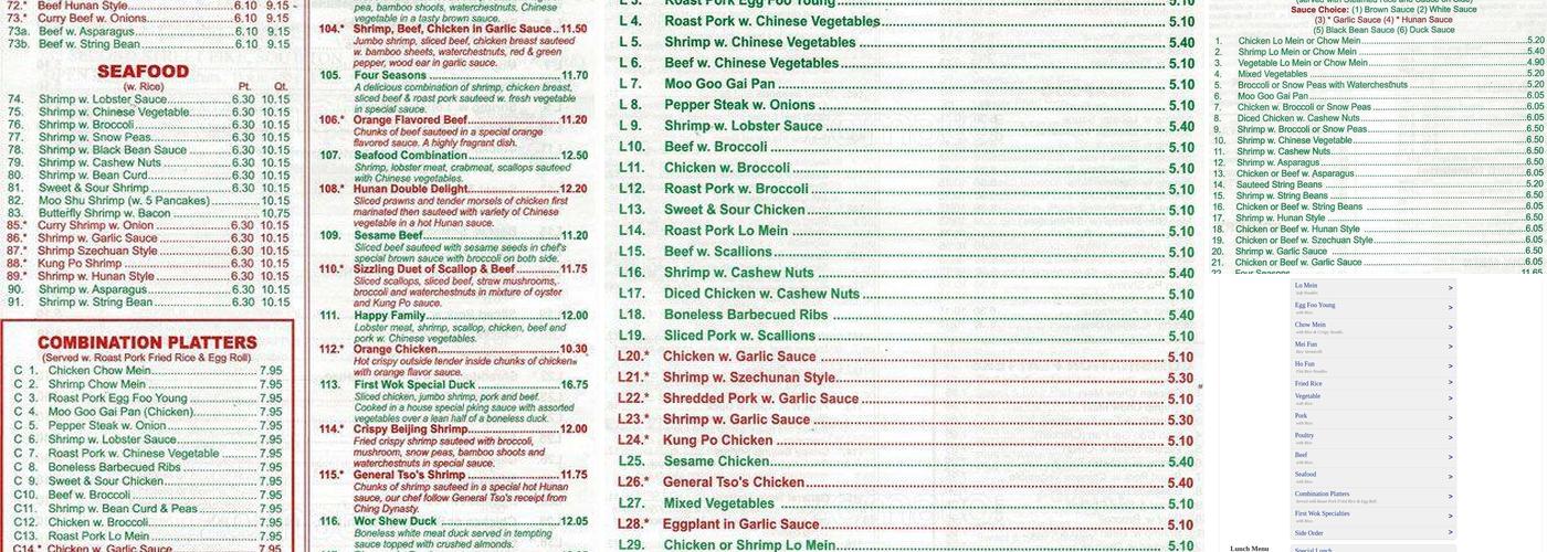 First Wok Menu