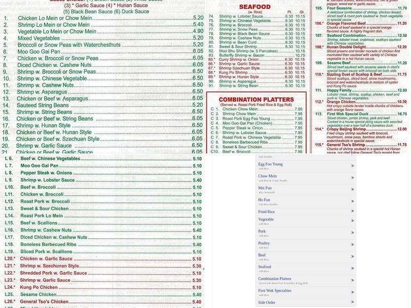 First Wok Menu