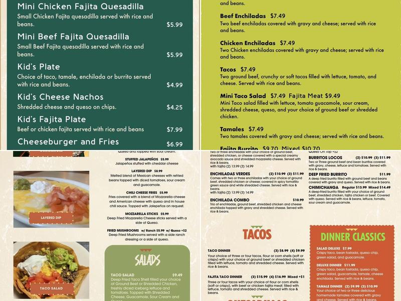 El Ranchero Menu