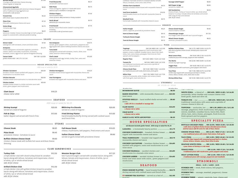 Longhitano's Pizza Menu