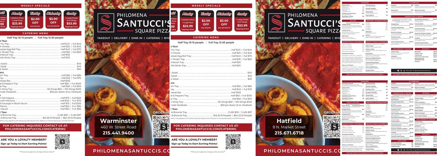 Philomena Santucci's Square Pizza Menu