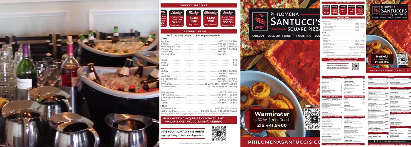 Philomena Santucci's Square Pizza Menu