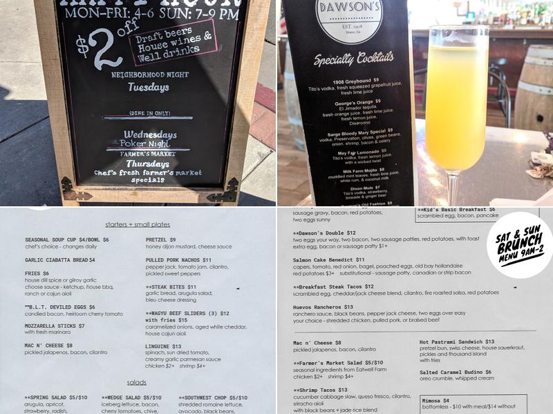 Dawson's Bar & Grill Menu