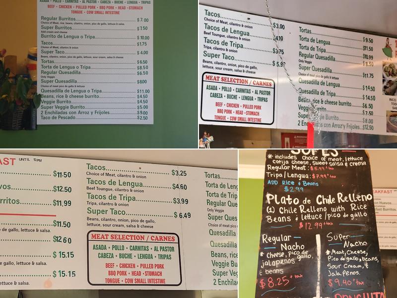 Taqueria Panchita Menu