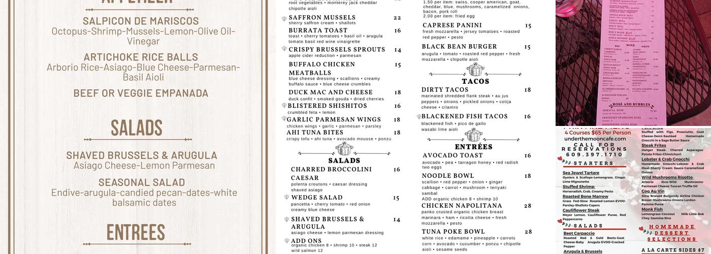 Under the Moon Cafe Menu