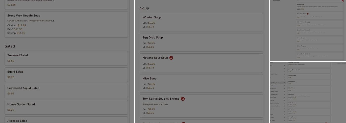 Stone Wok Menu