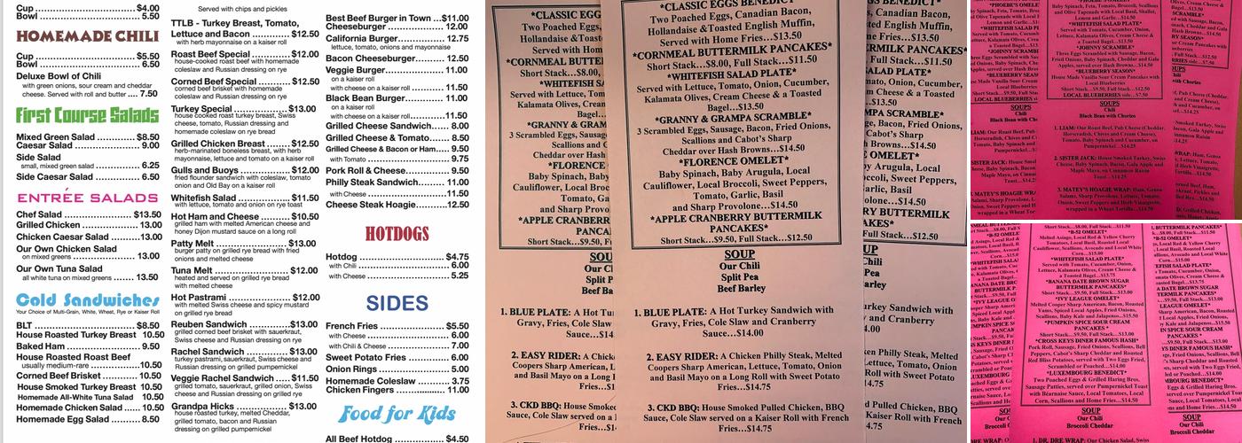 Cross Keys Diner Menu