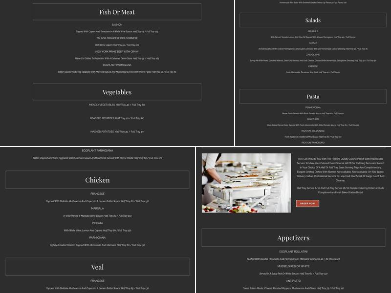 UVA Ristorante Italiano Menu