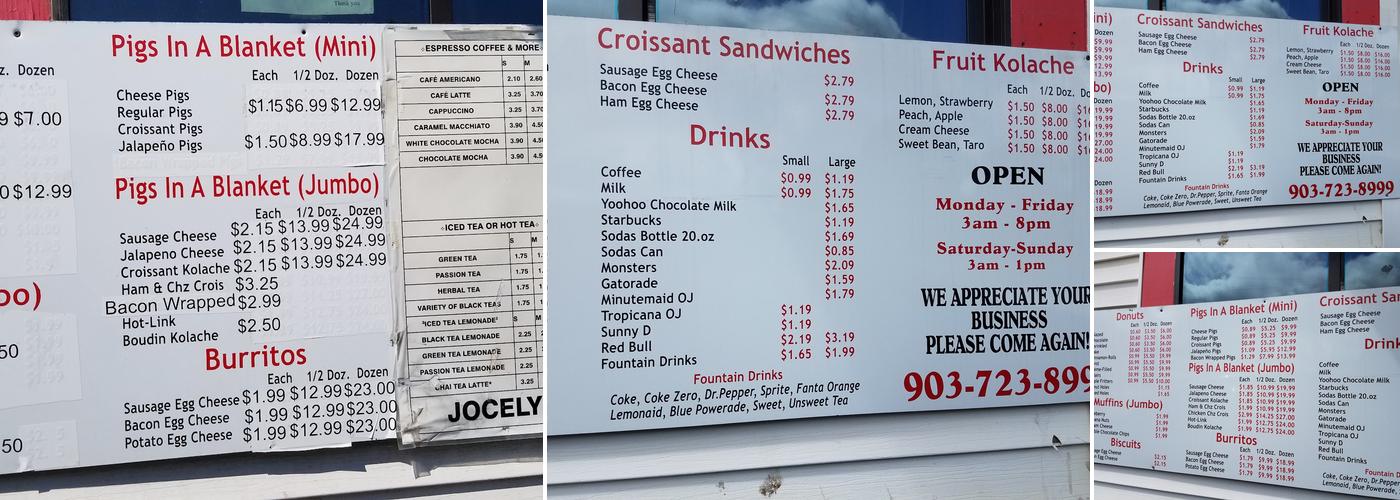 Jocelyn's Donuts Menu