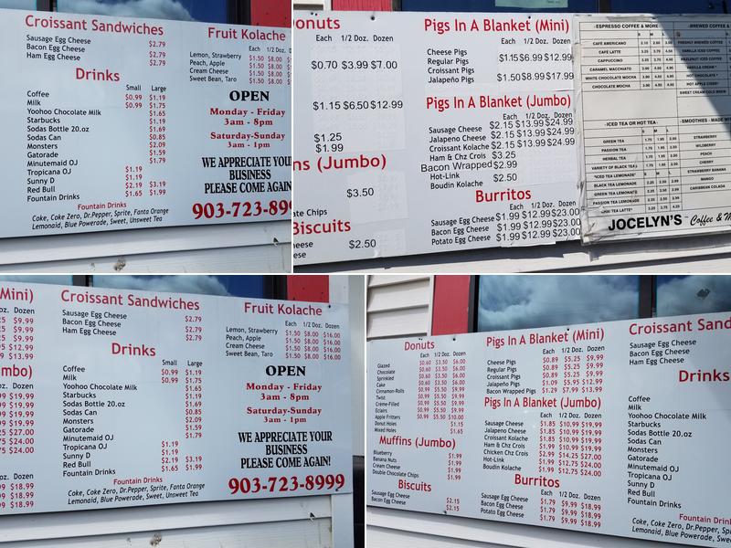 Jocelyn's Donuts Menu