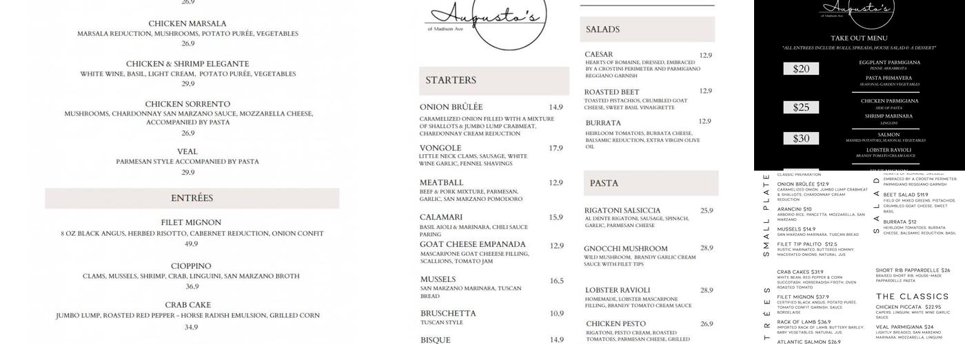 Augusto's Menu