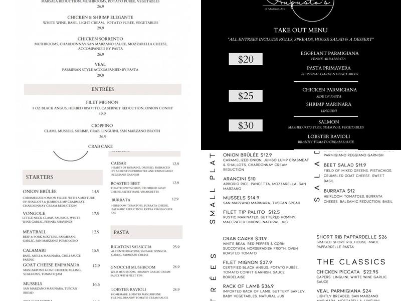 Augusto's Menu