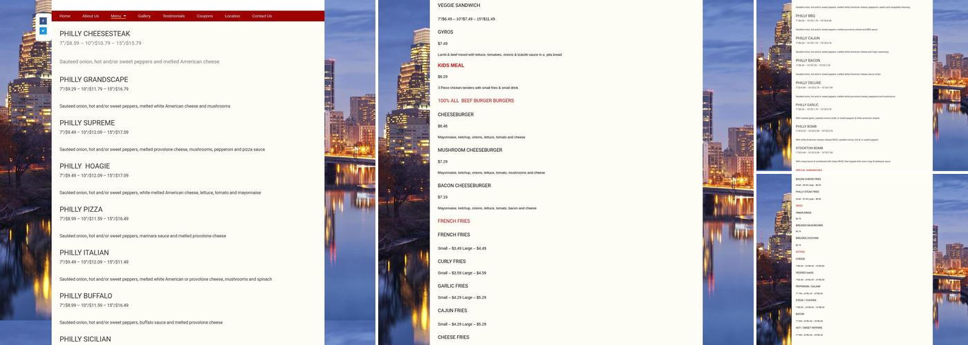 Philly Cheesesteak Menu