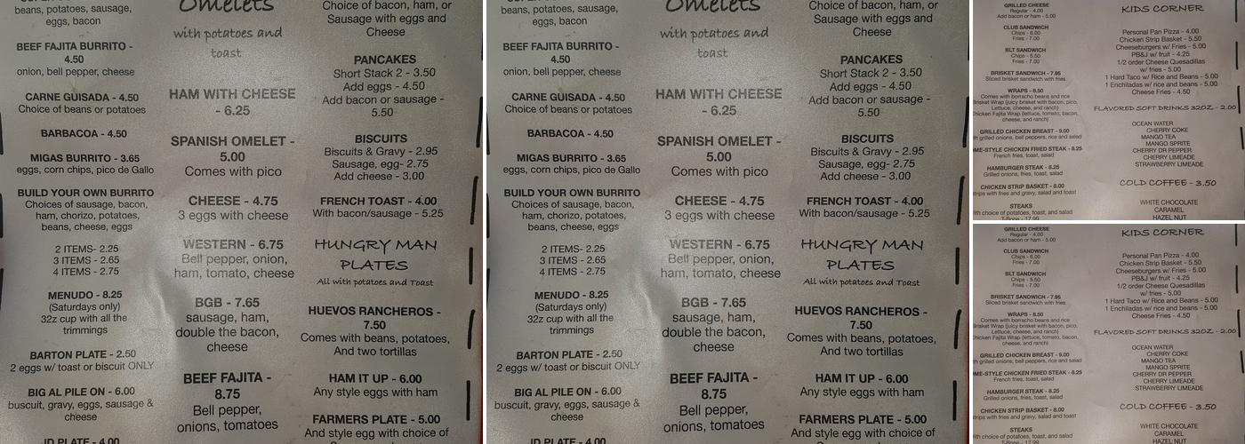 Monas Firehouse Cocina Menu