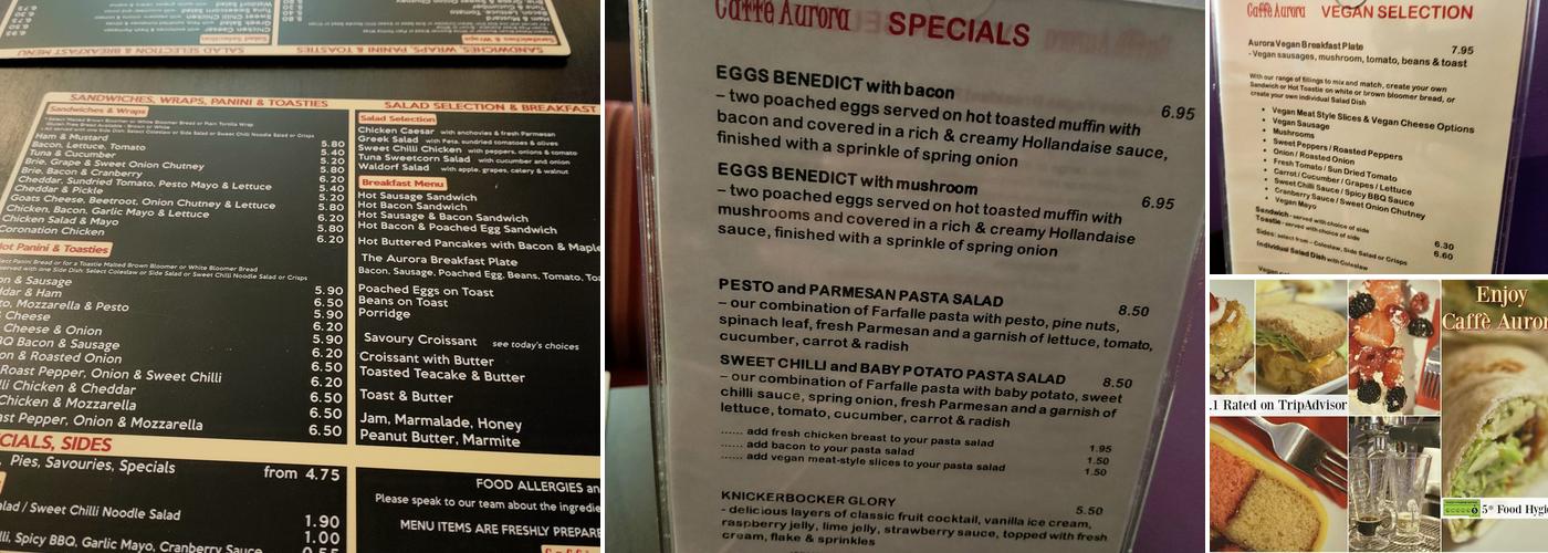 Cafe Aurora Menu