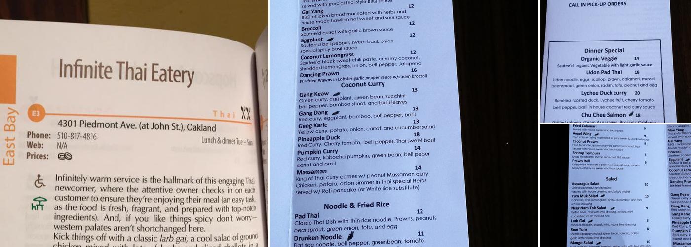 Infinite Thai Eatery Menu