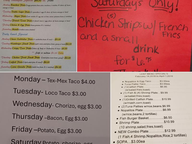 Tex-Mex Menu