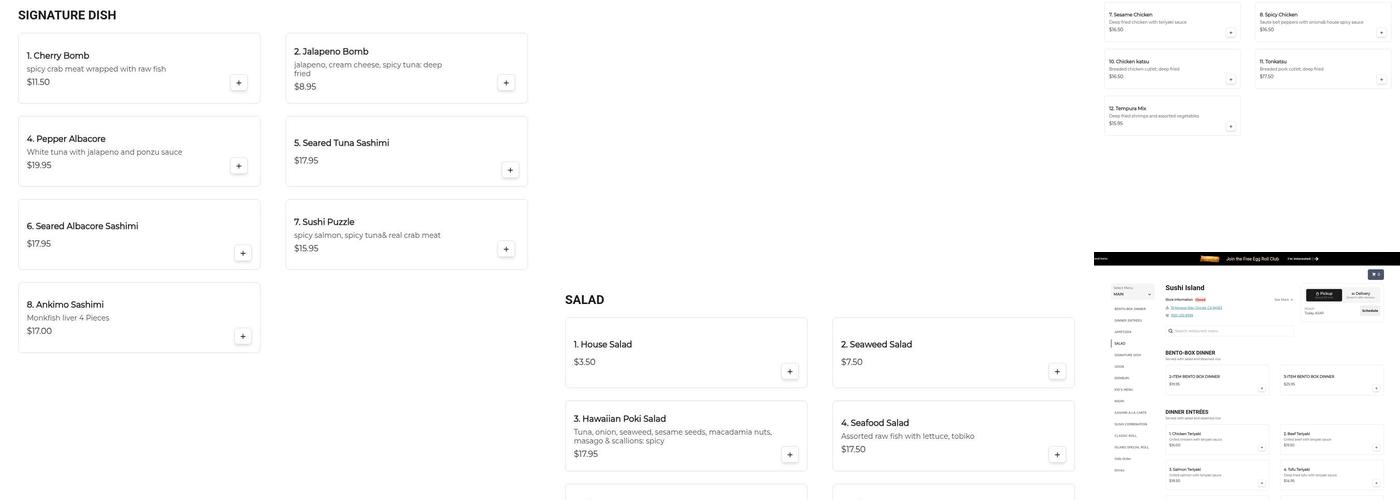 Sushi Island Menu