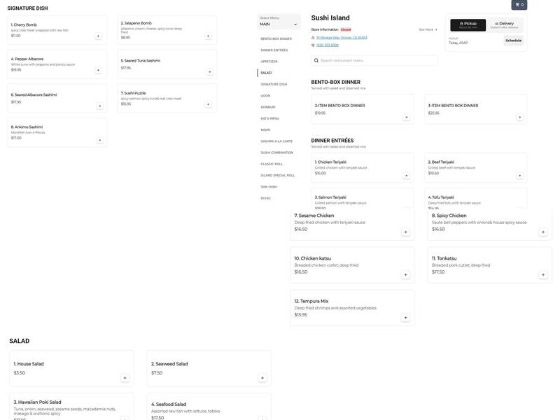 Sushi Island Menu