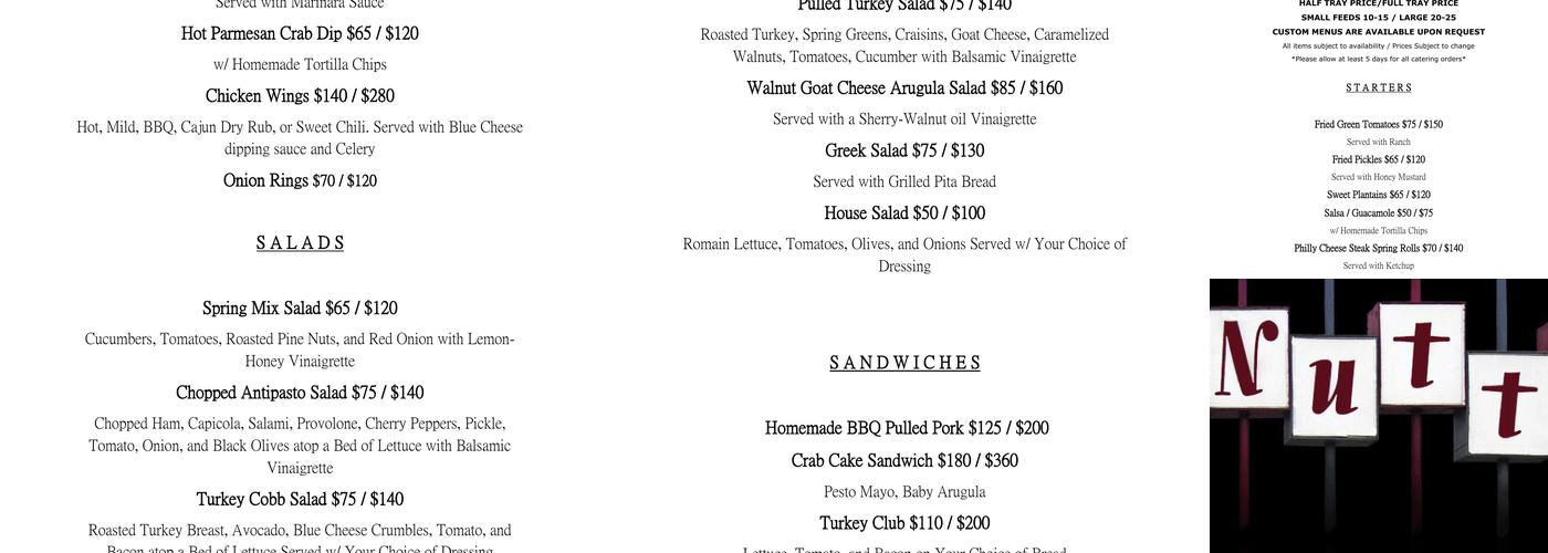 It's Nutts Restaurant Menu