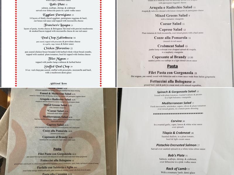 Francisco's on the River Menu