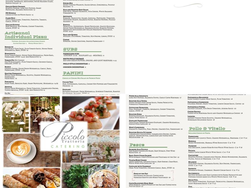 Piccolo Trattoria Menu