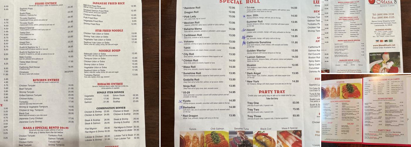 Masa 8 Restaurant Menu