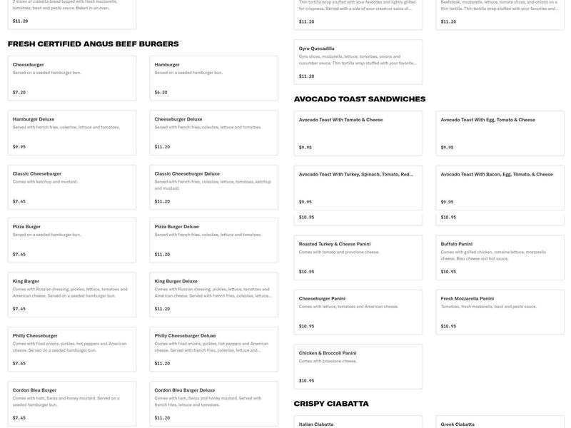 Big Daddy Pizza Menu