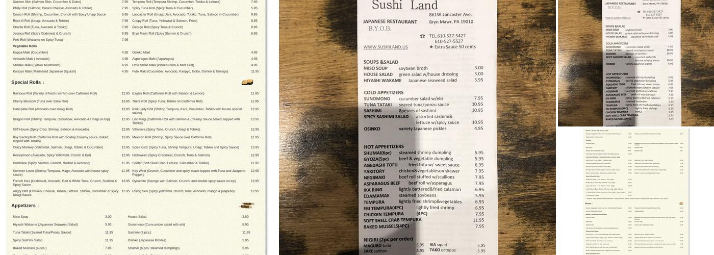 Sushi Land Menu