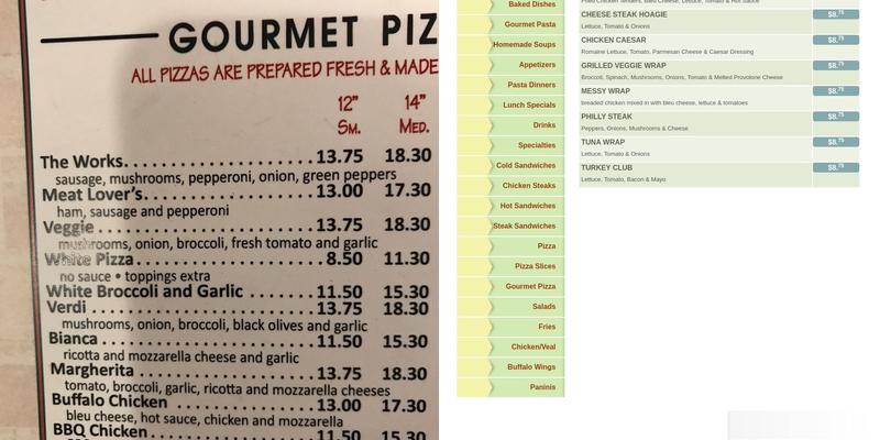Red Star Pizza Menu