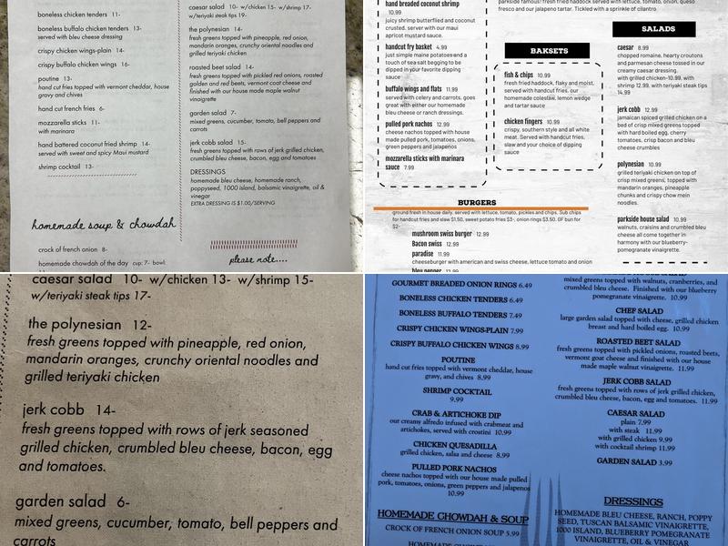 Parkside & Main Menu