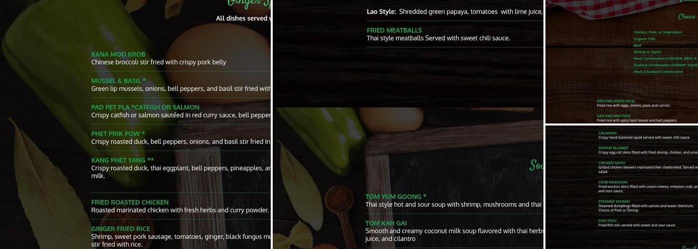 Ginger Thai Menu